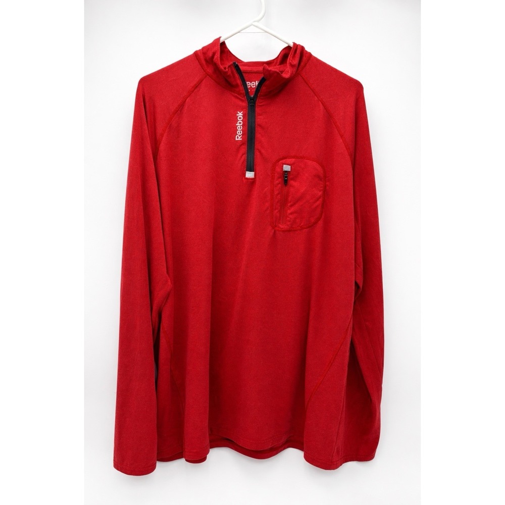 Reebok‎ Men's Quarter Zip Performance Pullover Red 2XL XXL Athletic Top